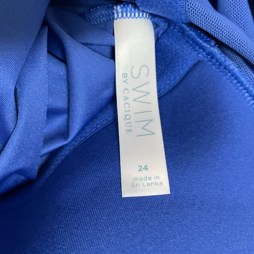 Lane Bryant Cacique Women's No-Wire Flutter-Sleeve Swim One-Piece Beaucoup Blue - Picture 10 of 11